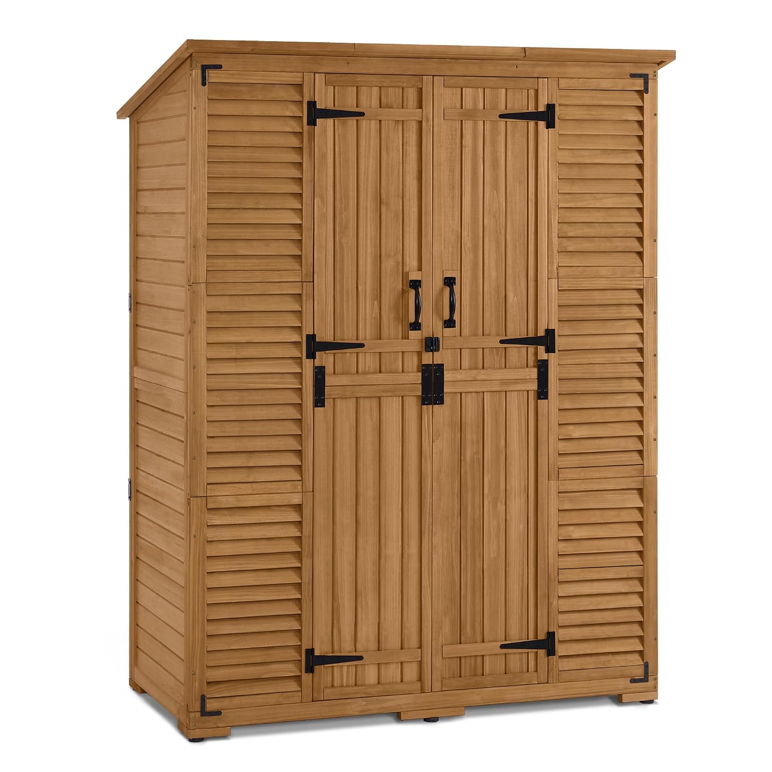 Gardening Tools In - Outdoor Storage Cabinet with Shelves, Wooden