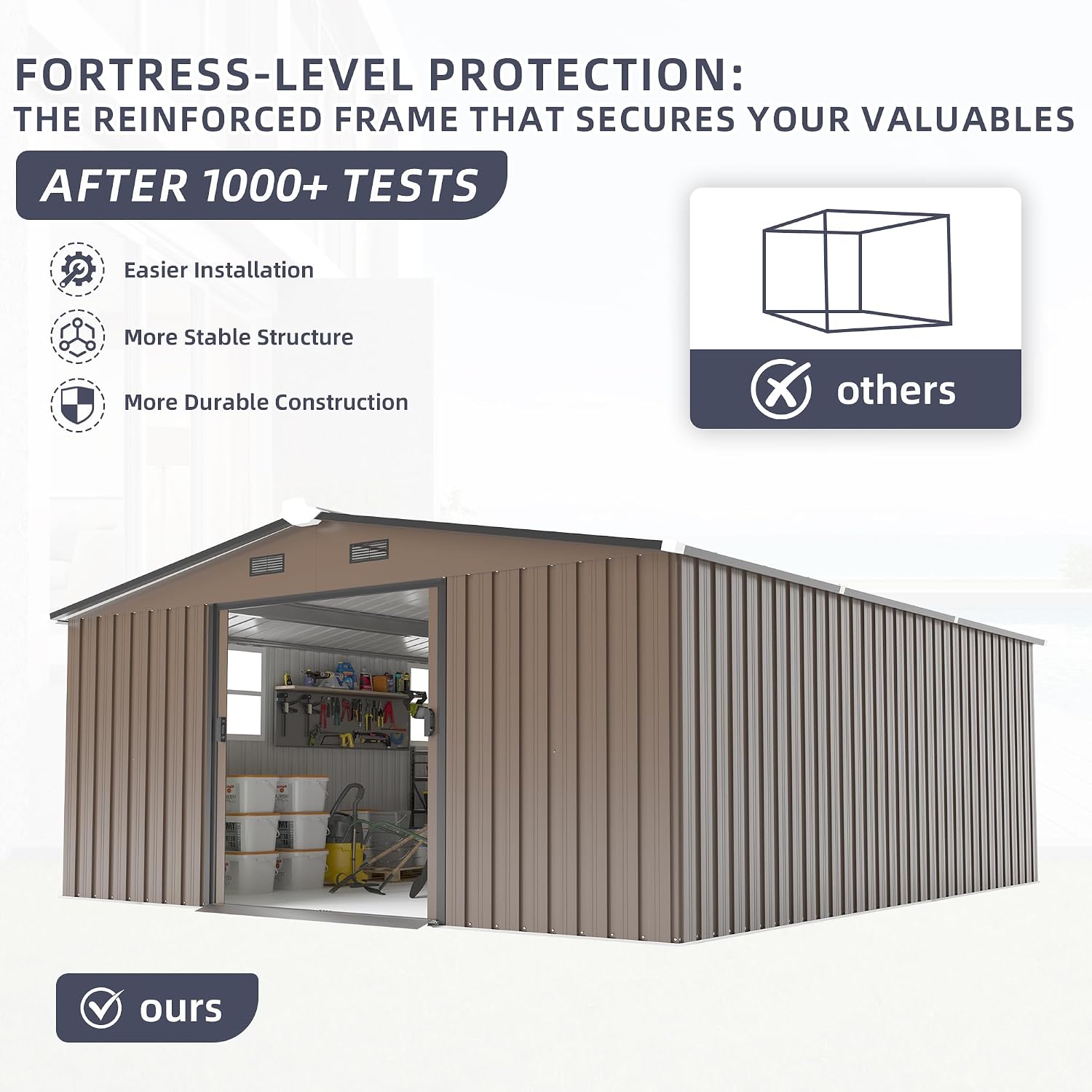 Gardening Tools In - 10x12 FT Outdoor Metal Storage Shed