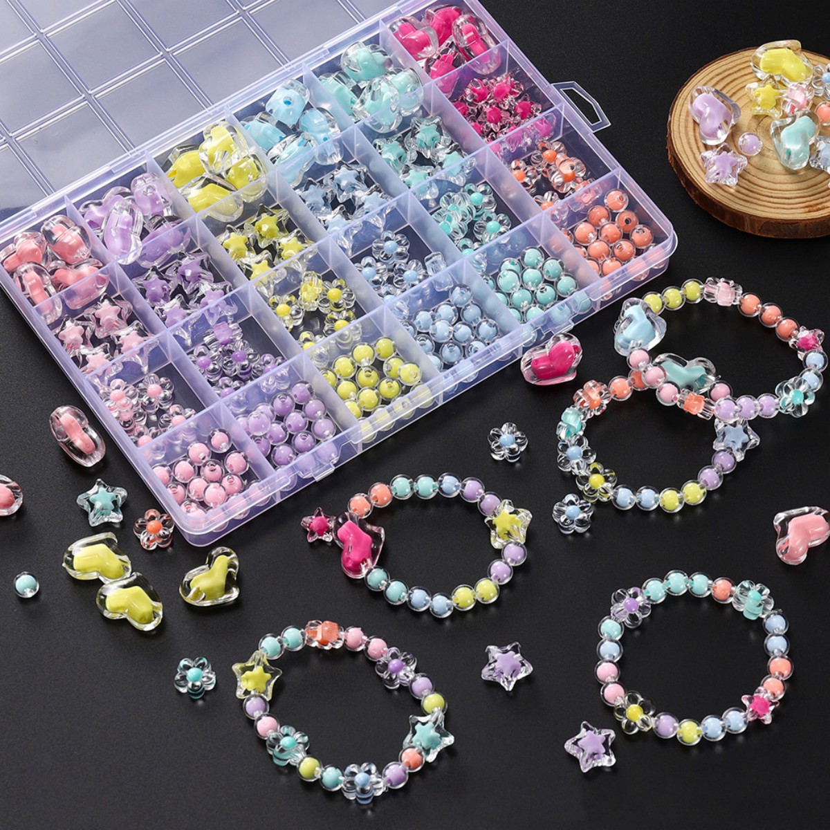 174pcs/Box Heart Acrylic Beads - огляд і ціна Gardening Tools Diy