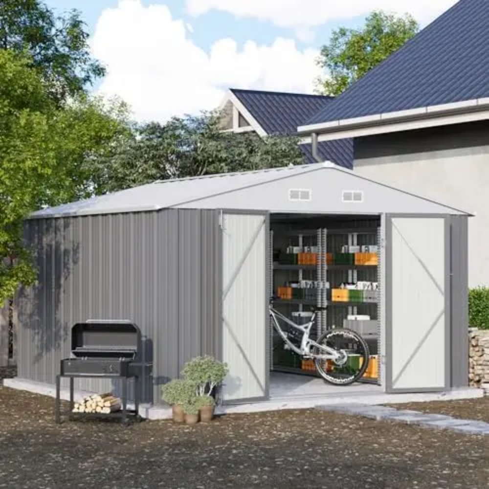 10x10 FT Metal Storage Shed, B - огляд і ціна Gardening Tools In